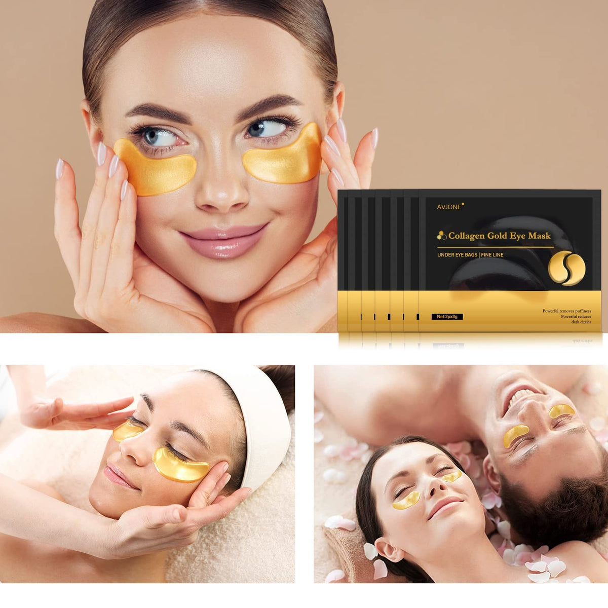 AVJONE application on model under-eye demonstrating reduced puffiness and glow