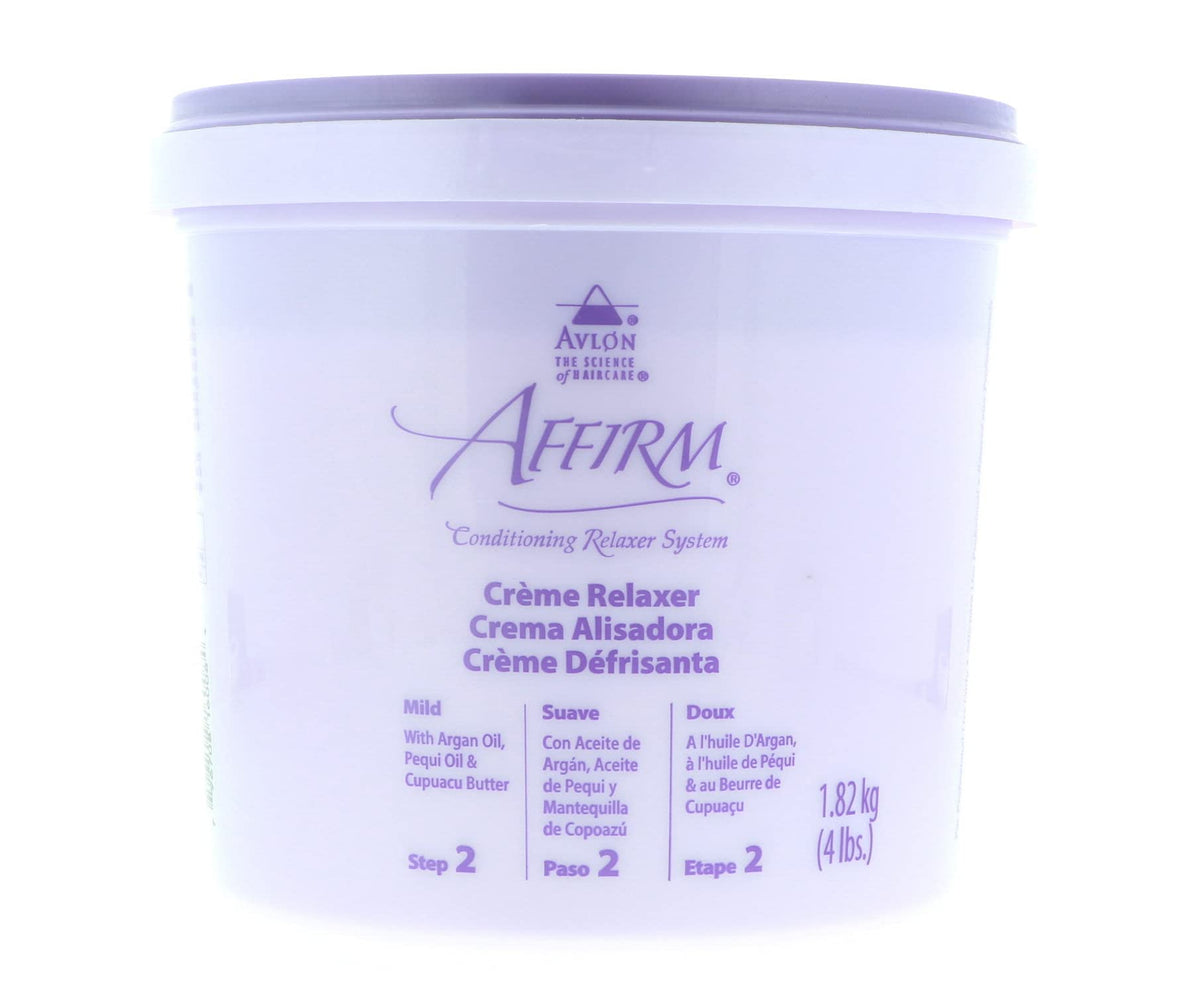Avlon Affirm 4 lb tub next to hand for scale showing professional-size benefit