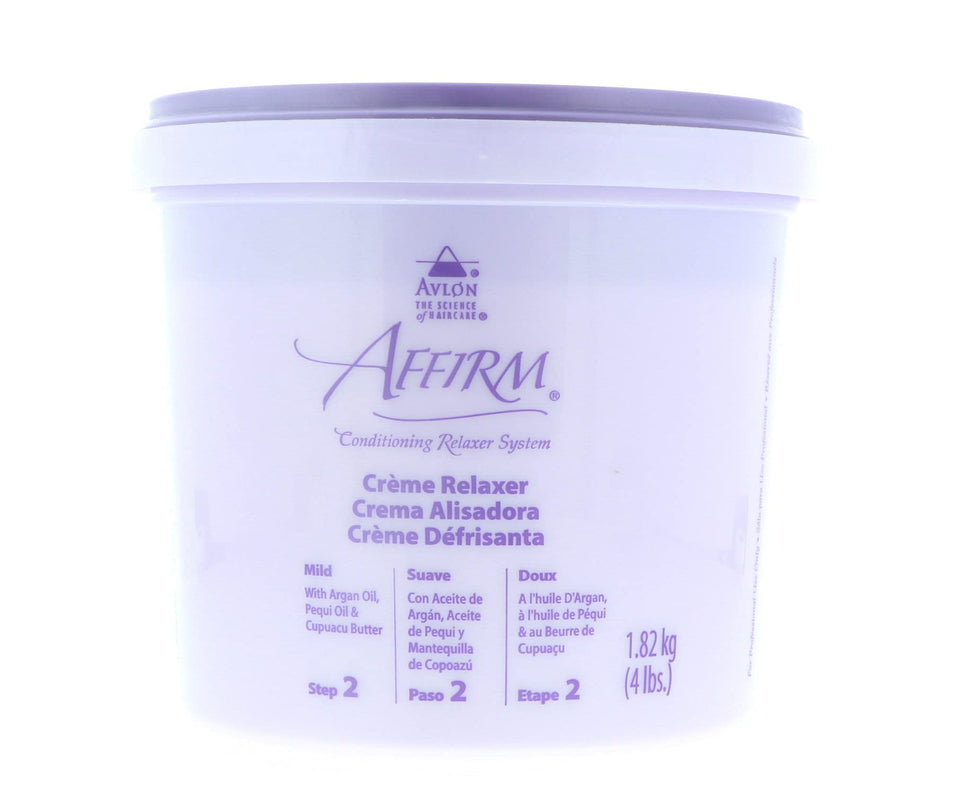 Avlon Affirm creme relaxer front packaging showing brand and product benefits