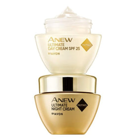 AVON SKIN SO SOFT front view of the day and night cream pack showing product benefits