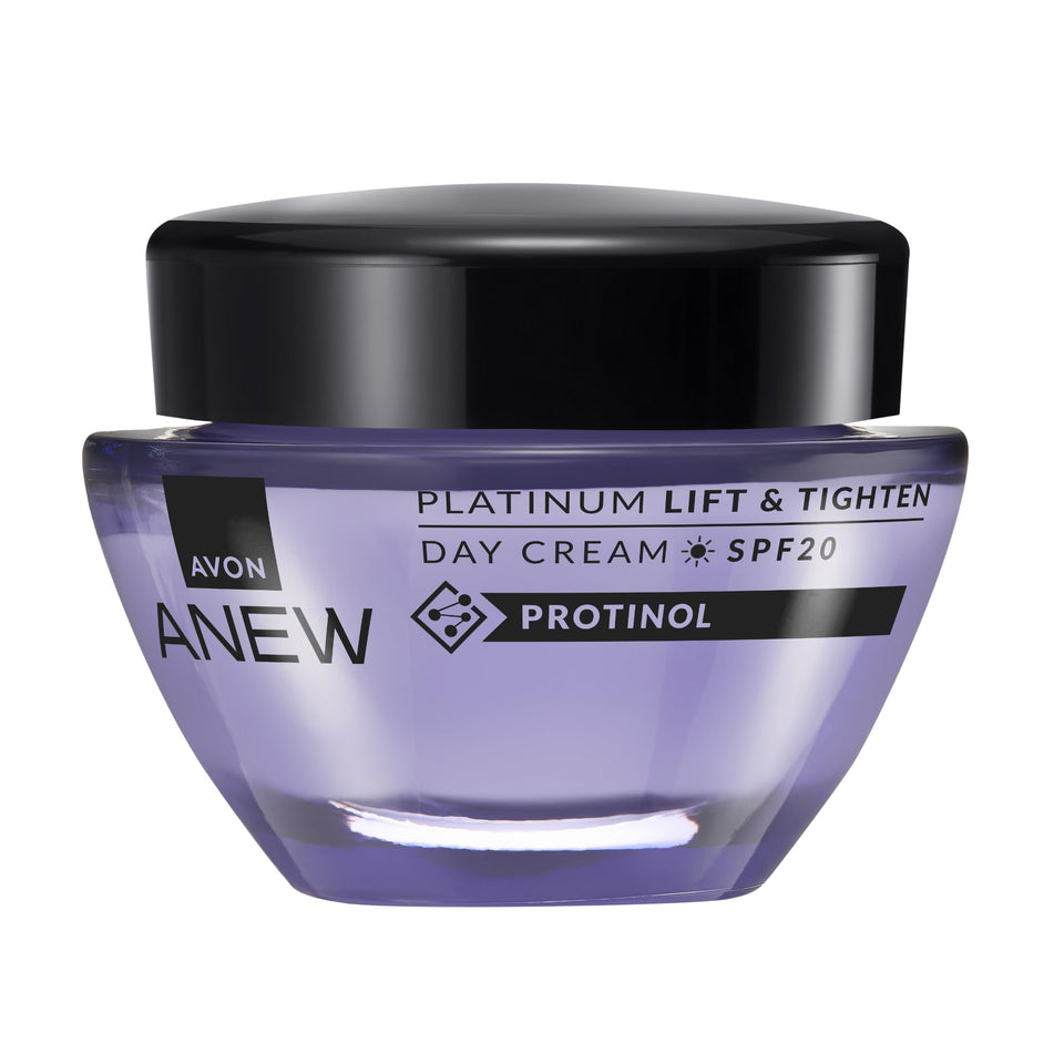 AVON Anew Platinum front jar showing sleek packaging and premium finish