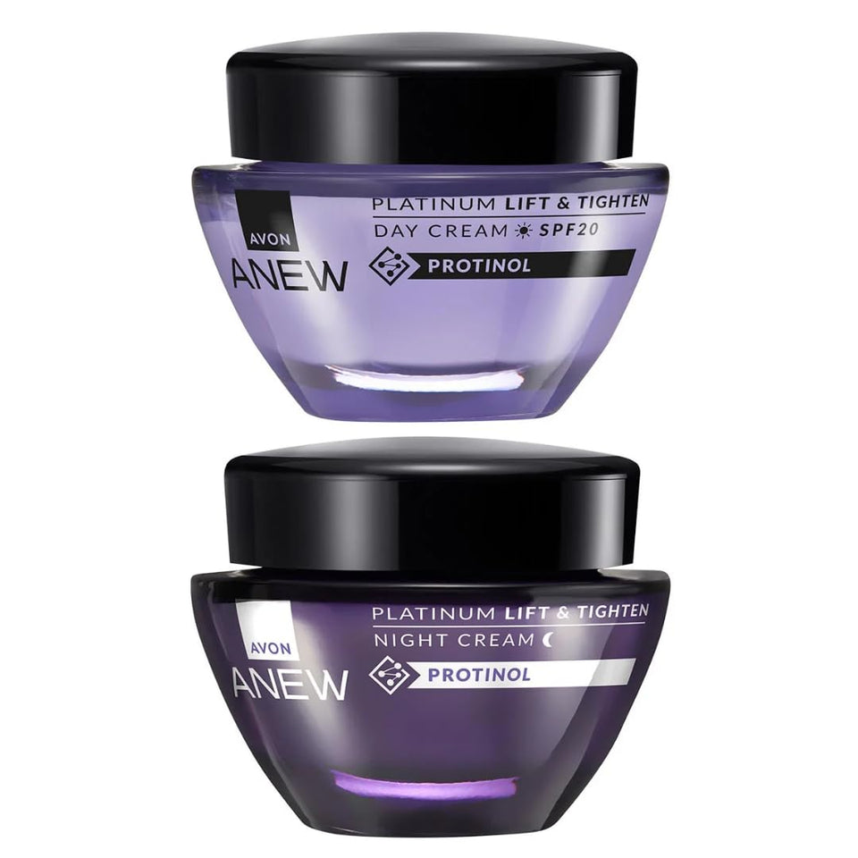 AVON Anew Platinum front packaging showing dual 1.7 fl oz jars with value benefit