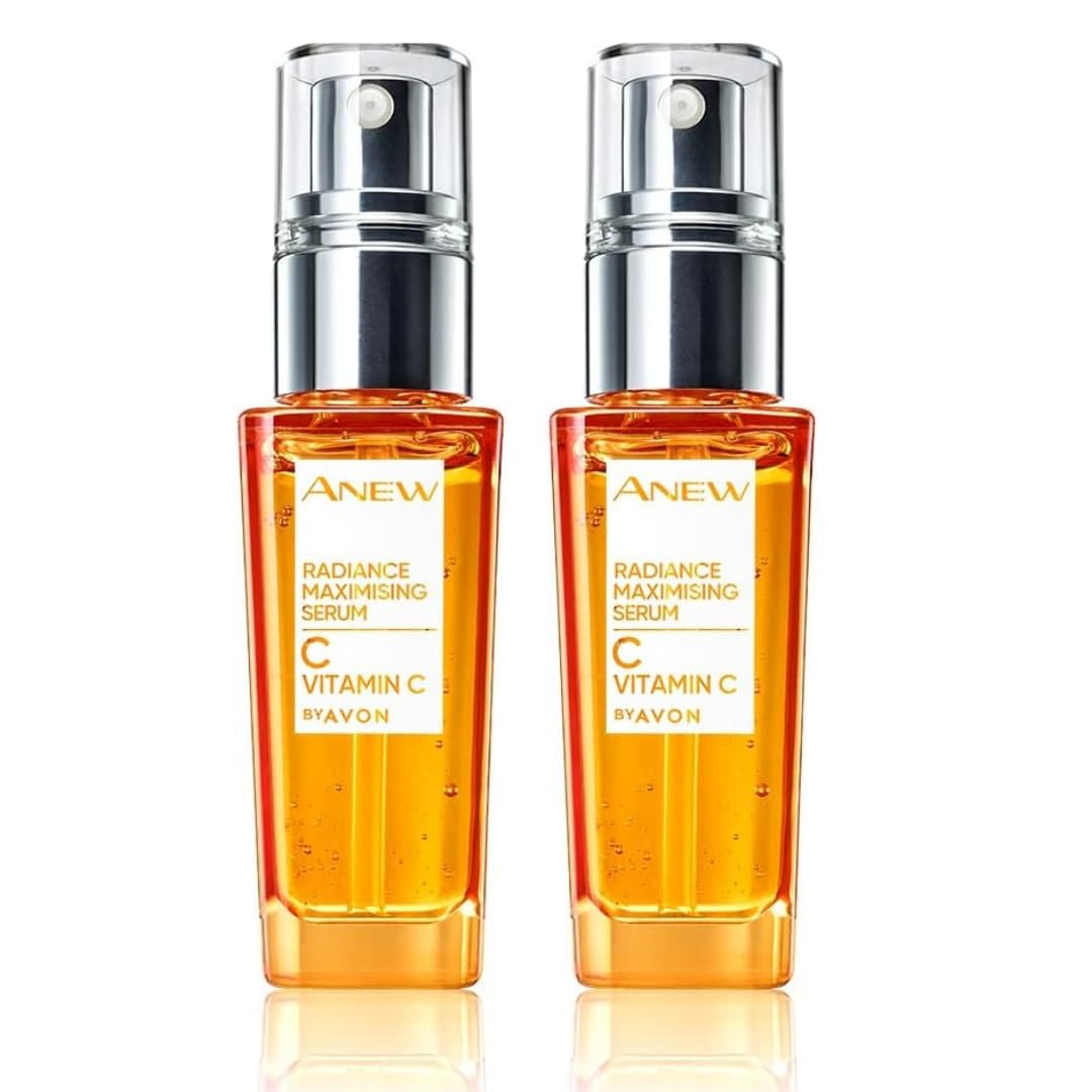 AVON SKIN SO SOFT front view of two-bottle 10% vitamin C serum pack showing packaging