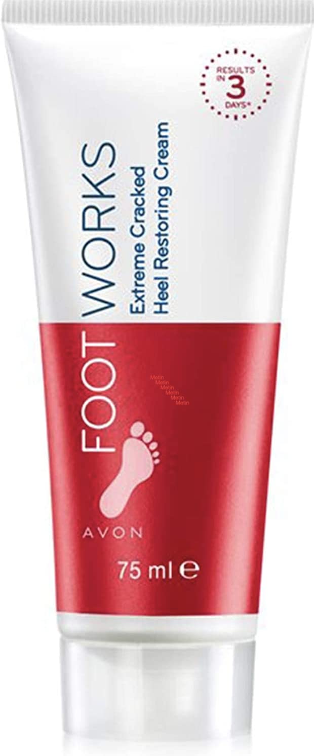 AVON Foot Works cream texture close-up showing smooth consistency and moisturizing benefit