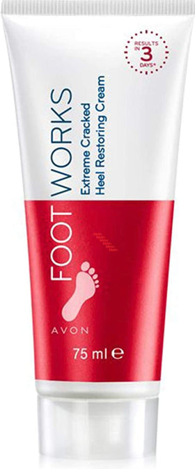 AVON Foot Works cream texture close-up showing smooth consistency and moisturizing benefit