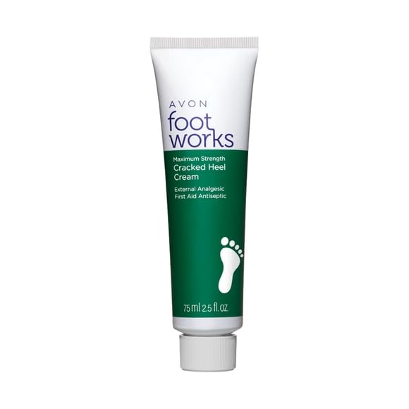AVON Foot Works cream texture close-up showing rich moisturizing formula