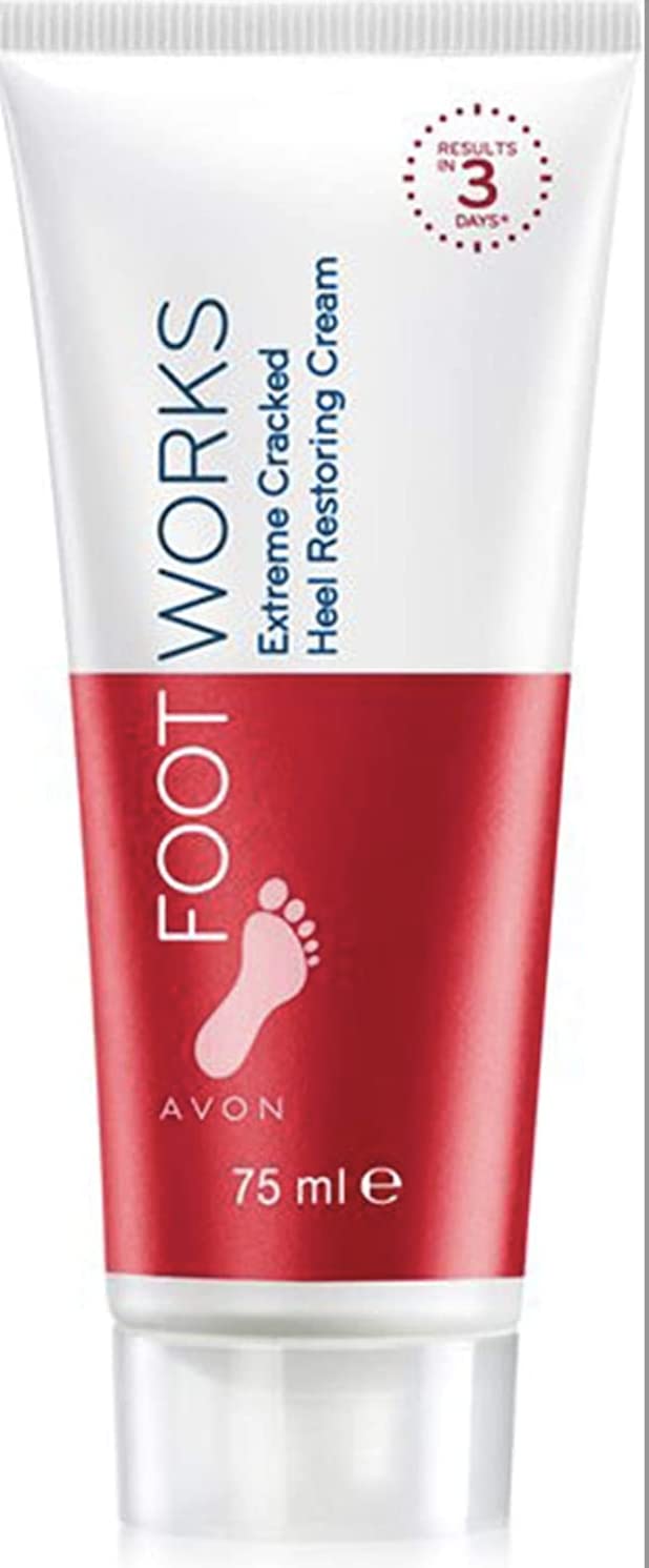 AVON Foot Works next to a ruler to show tube size and bonus two-pack value