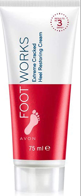 AVON Foot Works next to a ruler to show tube size and bonus two-pack value