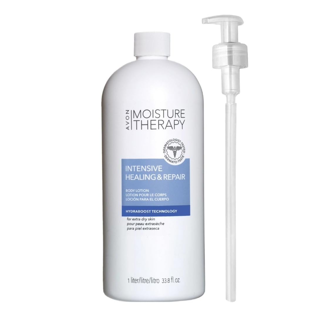 AVON pump bottle front view showing size and easy dispensing for long-lasting hydration