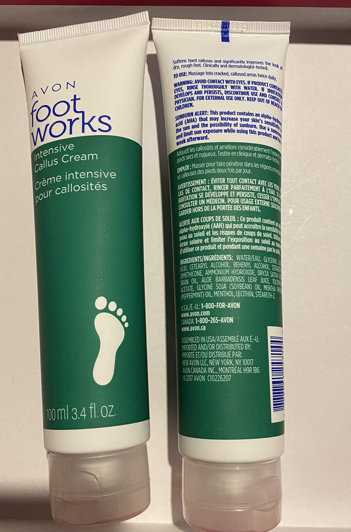 AVON Peppermint Foot Works cream texture close-up showing smooth emollient and cooling peppermint benefit