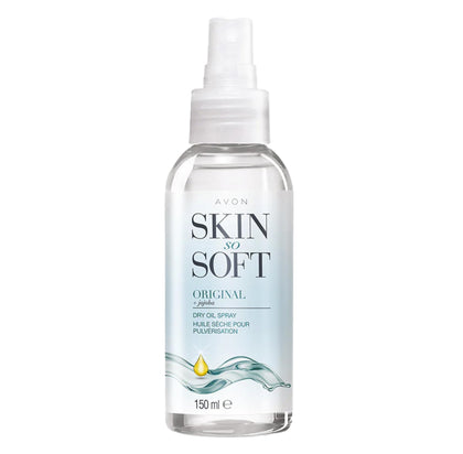 AVON SKIN SO SOFT front packaging showing travel‑size convenience and hydration