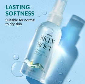 AVON SKIN SO SOFT applied after shower illustrating quick-dry comfort