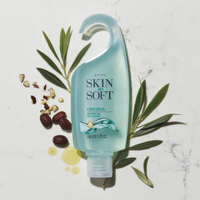 AVON shower gel lathering in hand for silky soft skin benefit
