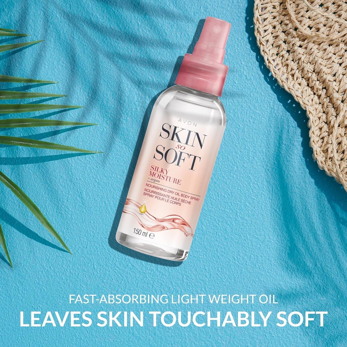 AVON SKIN SO SOFT spray in action misting skin for quick hydration