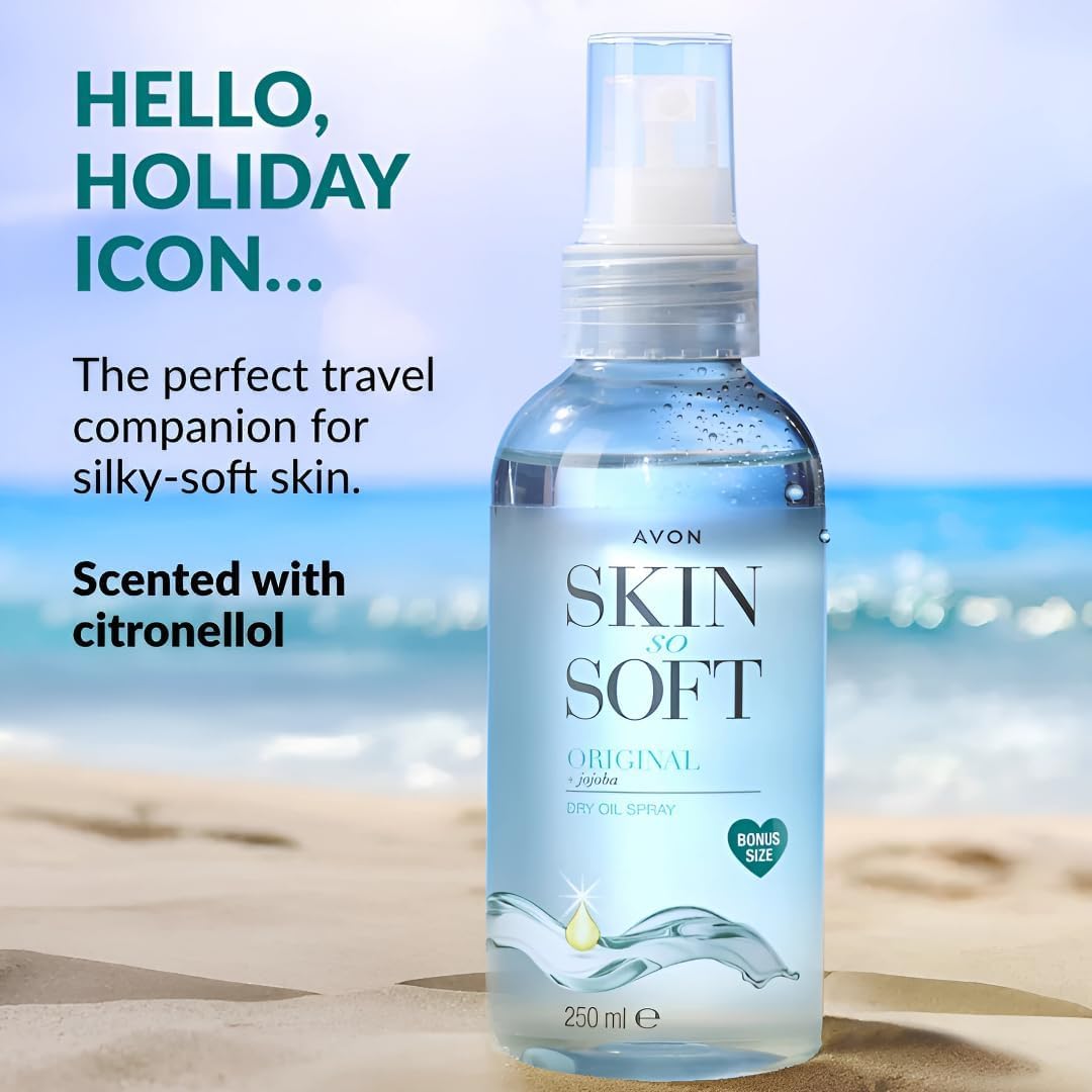 AVON SKIN SO SOFT texture on skin demonstrating lightweight absorption and smooth finish