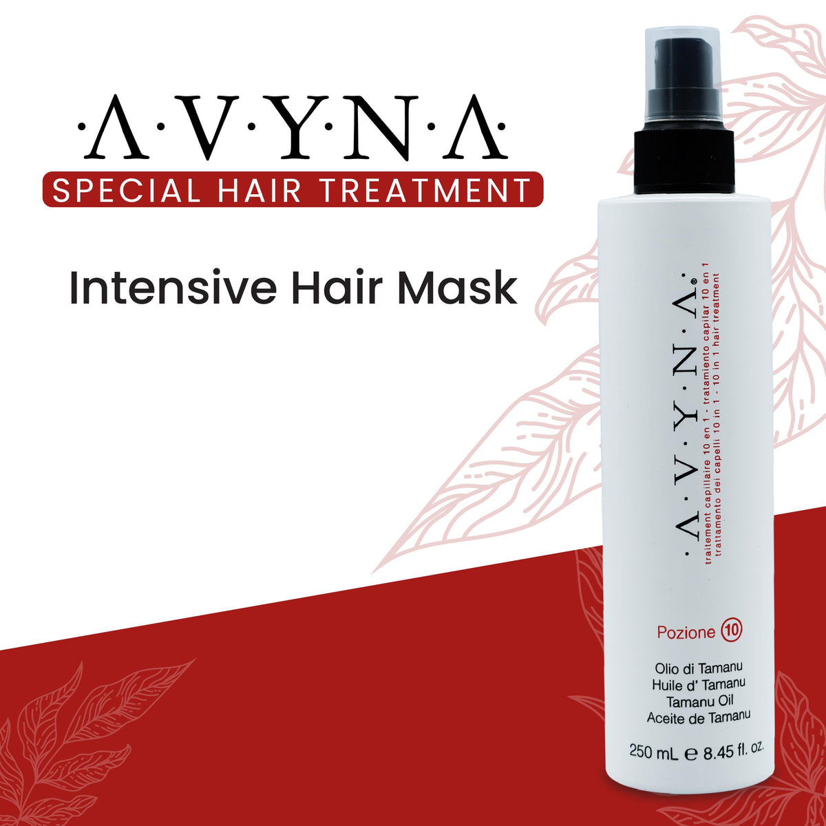 Avyna Pozione 10 mist close-up highlighting lightweight texture for even coverage