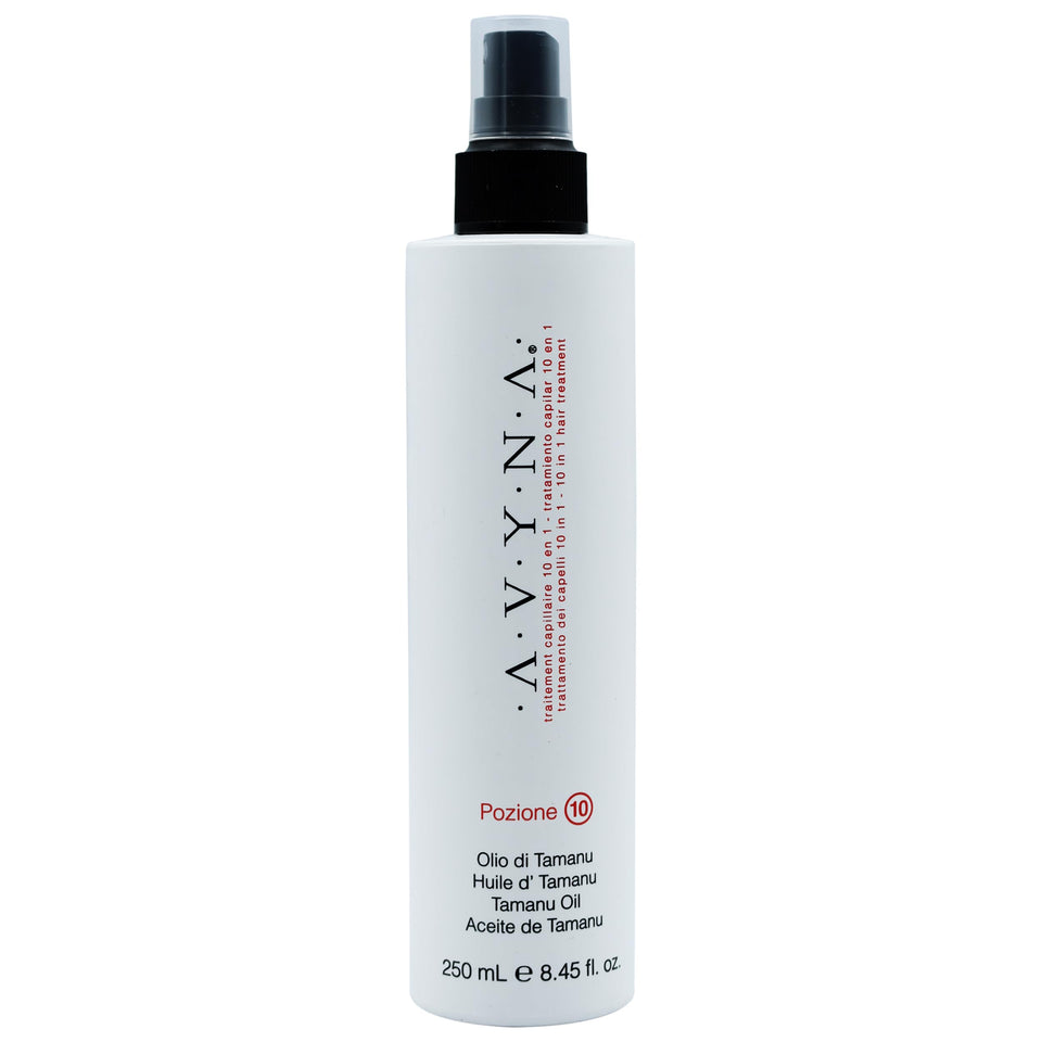 Avyna Pozione 10 front bottle showing label and spray nozzle benefit quick use