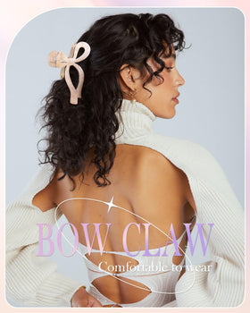 AWAYTR bow clip in bathroom on vanity during makeup showing practical everyday use