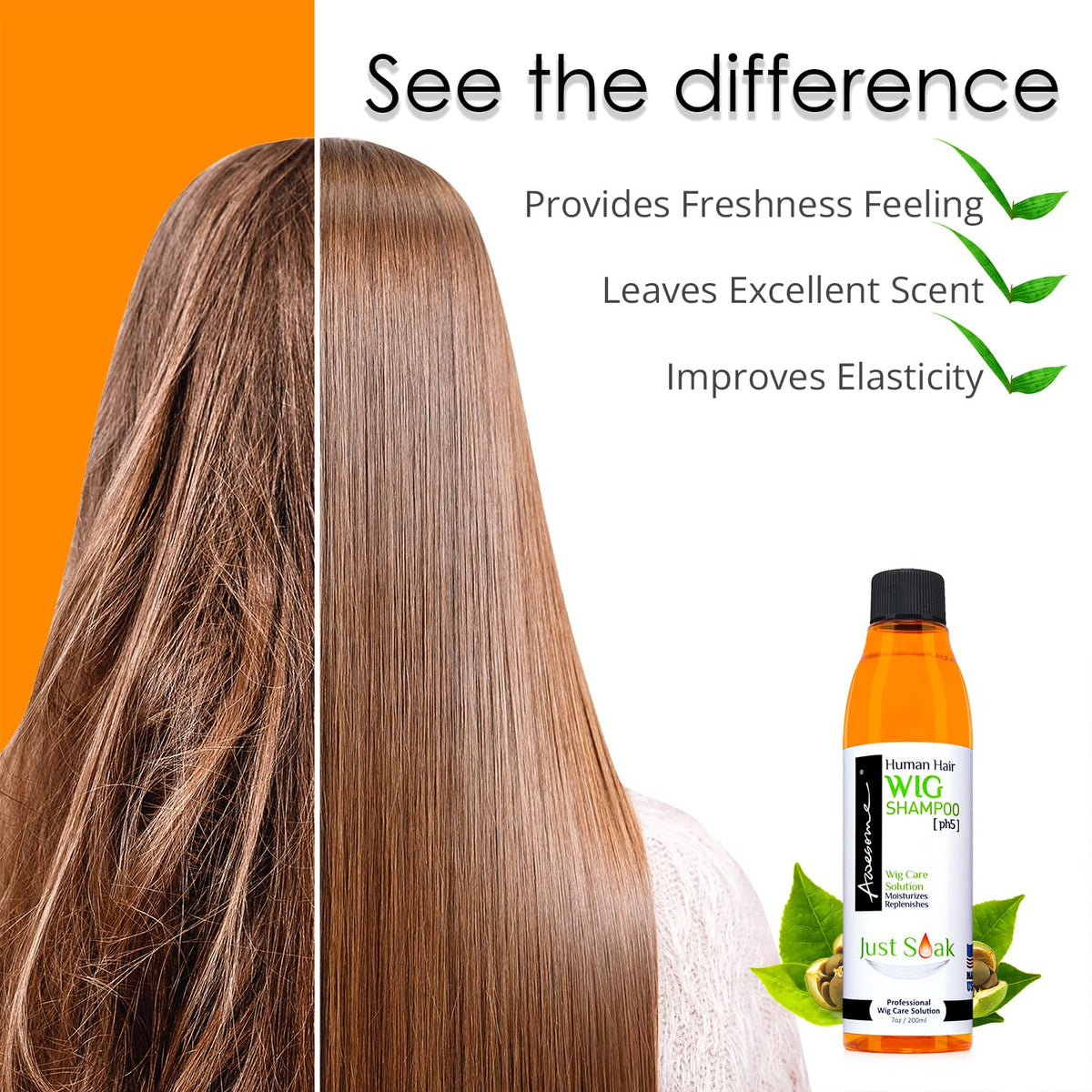 Awesome label ingredients view highlighting pH5 formula and wig-safe benefits