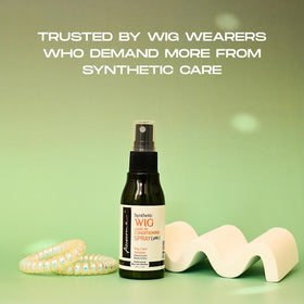 Awesome product on vanity with wig for quick refresh and salon-ready look