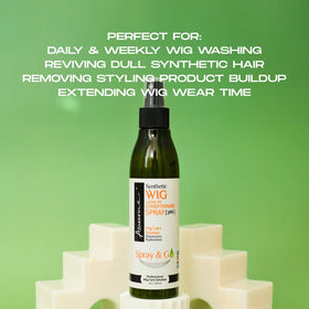 Awesome conditioning spray applied to synthetic wig to detangle and smooth fibers