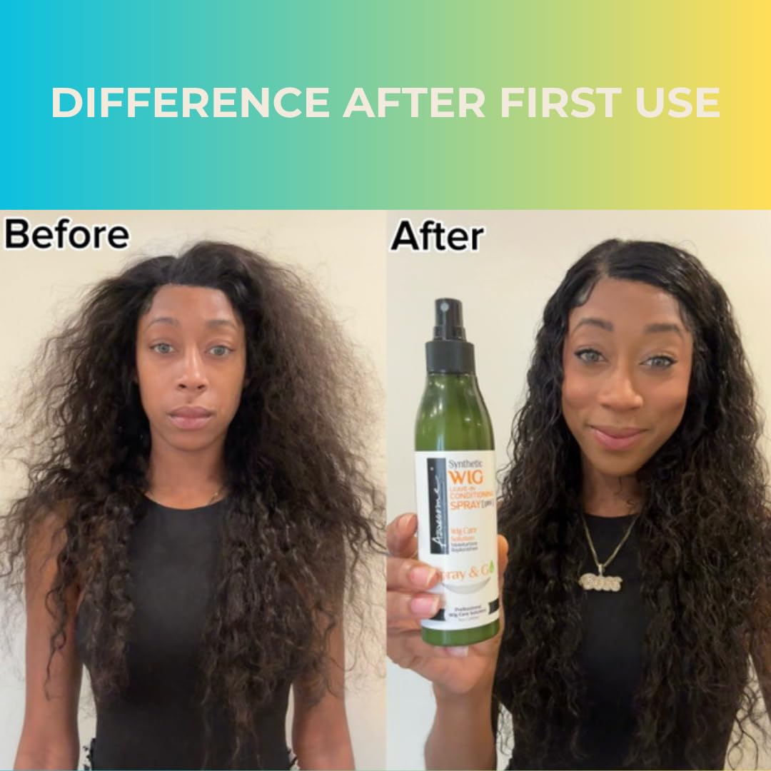 Awesome wig on stand after wash showing smooth fibers and reduced tangles