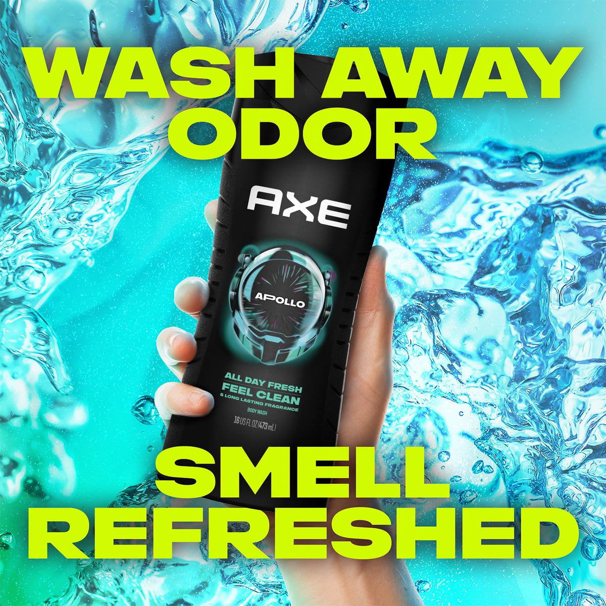 AXE Apollo bottle with sage and cedarwood notes offering clean woodsy refresh