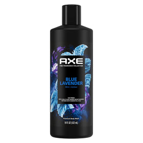 AXE front packaging showing Blue Lavender bottle and clear branding for quick selection