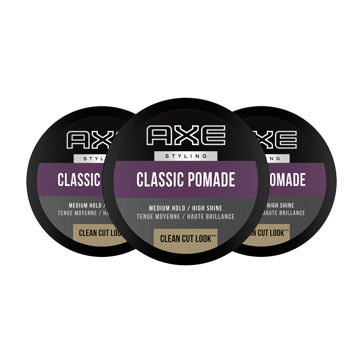 AXE front tin view showing product packaging and clear brand styling benefit