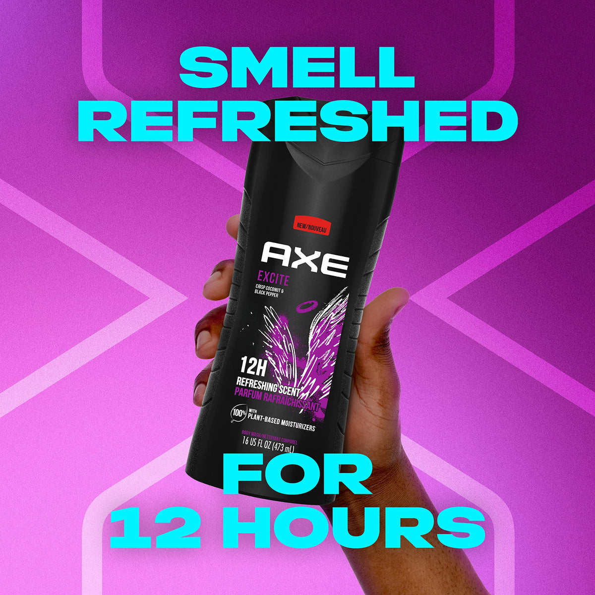AXE bottle held in hand to show 16 oz size and convenient daily use benefit