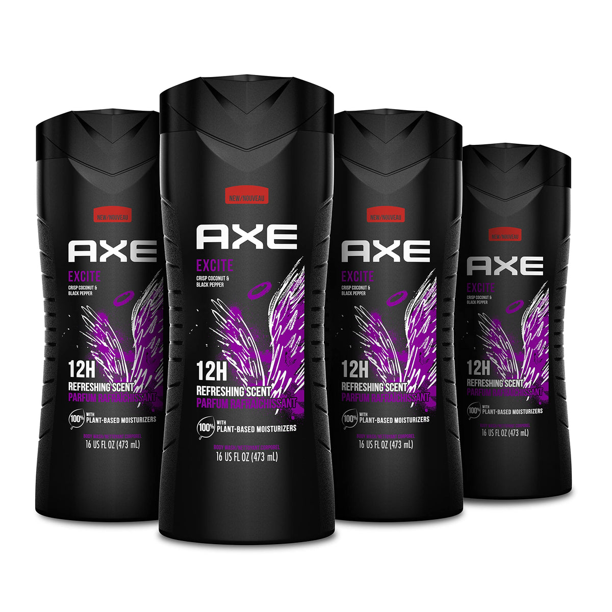 AXE bottle front packaging showing crisp coconut and black pepper fragrance benefit