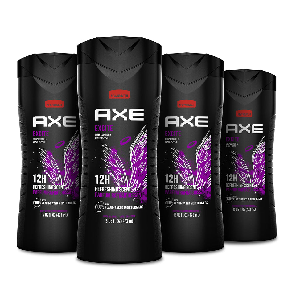 AXE bottle front packaging showing crisp coconut and black pepper fragrance benefit