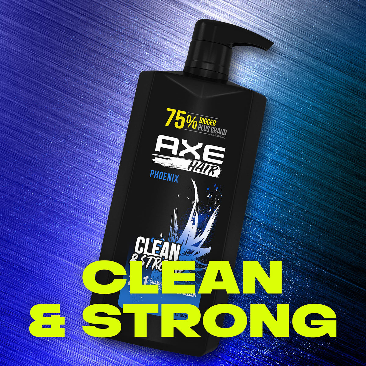 AXE back label focusing on usage instructions and recycled material benefit