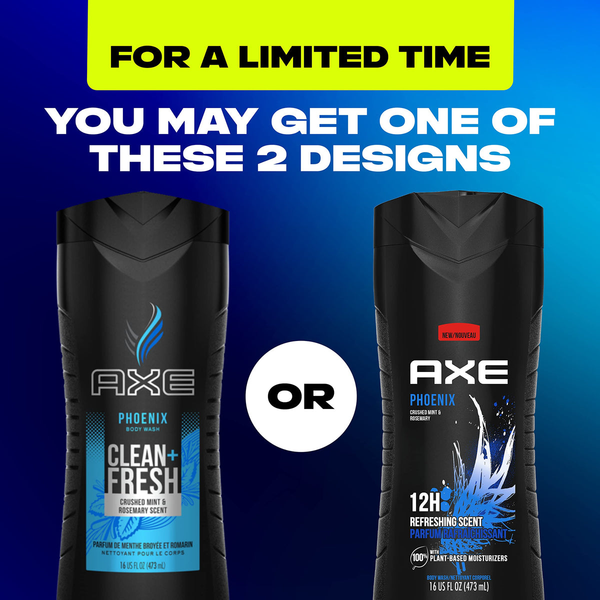 AXE Phoenix label closeup highlighting crushed mint and rosemary benefit