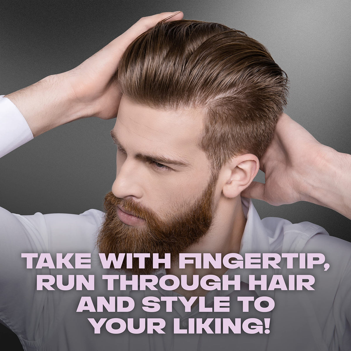 AXE slick-back hairstyle finished with pomade highlighting natural shine