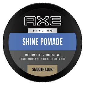 AXE pomade front packaging showing product and size, highlights convenience