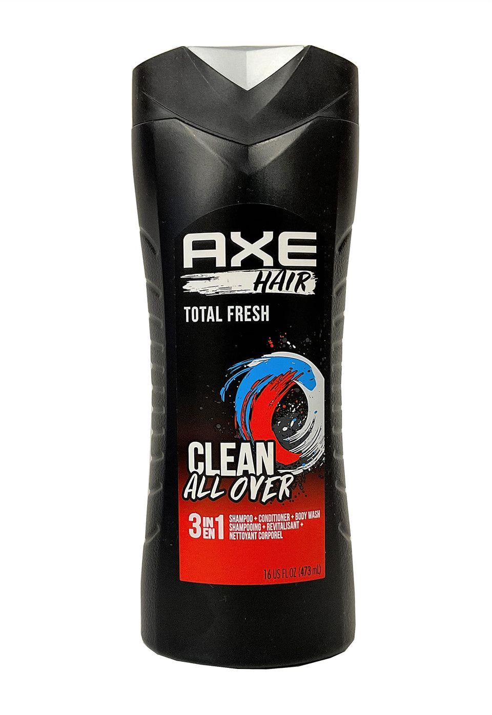 Axé bottle front packaging showing label and size, clear benefit of easy identification