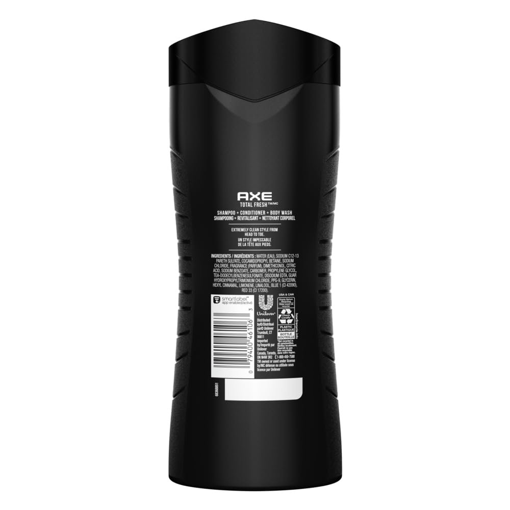 Axé bottle pouring lather onto hand, demonstrating quick all-in-one cleansing benefit