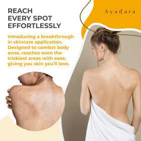 AYADARA close-up of spray nozzle and liquid texture highlighting quick-dry formula