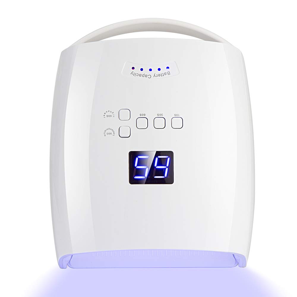 Ayshone front view of white 48W lamp showing curved entrance and glossy finish for easy positioning