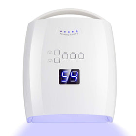 Ayshone front view of white 48W lamp showing curved entrance and glossy finish for easy positioning