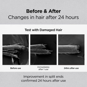 AYUNCHE applied on dry hair to reduce frizz and boost shine