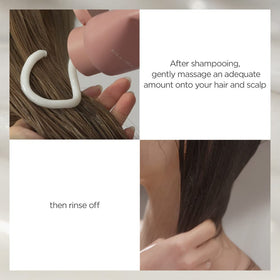 AYUNCHE before and after hair comparison, shows improved shine and softness