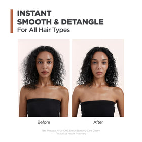 AYUNCHE before and after shot showing frizz control and smoother finish