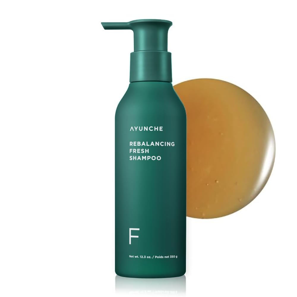 AYUNCHE bottle front view showing clean packaging and benefit for oily scalp