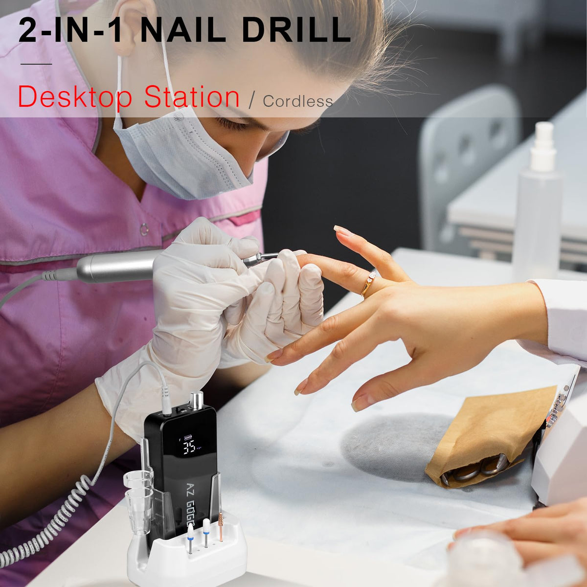 AZ GOGO handpiece grip detail with textured surface for improved technician control