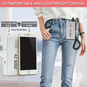 AZ GOGO beside a smartphone to show small size and pocket-friendly convenience