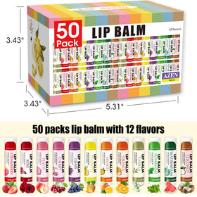 AZEN open bulk box revealing fifty individually capped lip balm tubes for distribution