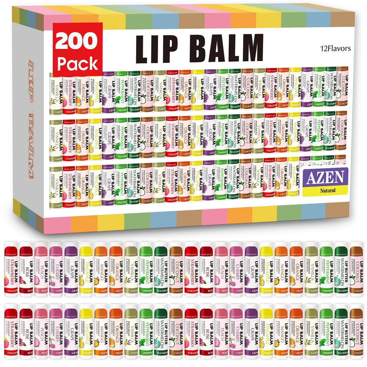 AZEN front packaging showing 200-pack for easy bulk distribution and visibility