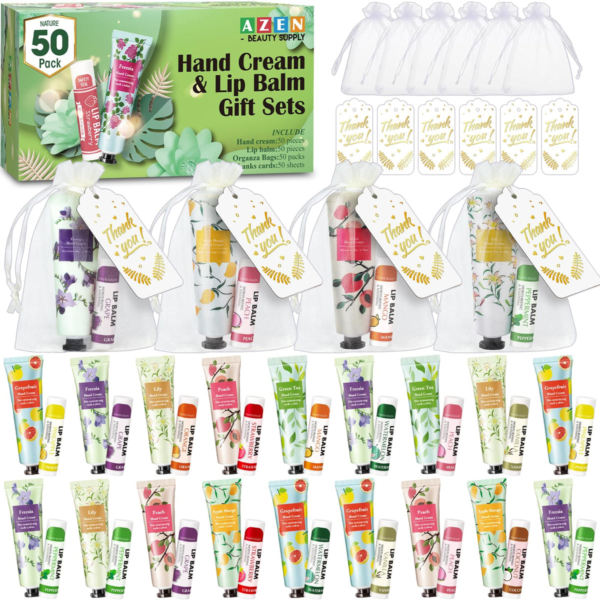 AZEN front packaging showing full 50-set kit and contents benefits easy assembly